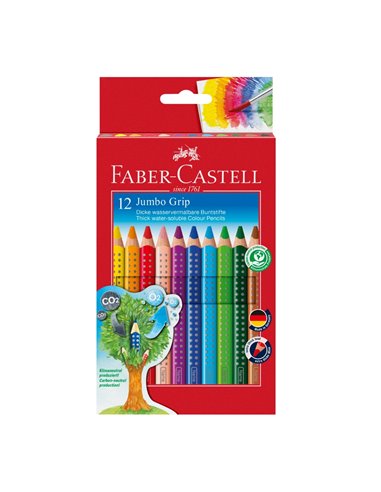 Creioane Colorate Faber-Castell FC110912 Jumbo Grip, 12 culori + ascutitoare