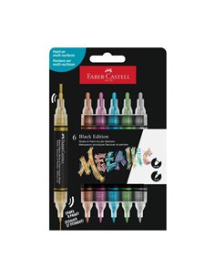 Set 6 markere acrilice shake&paint culori metalizate faber-castell