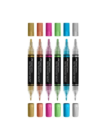 Set 6 markere acrilice shake&paint culori metalizate faber-castell