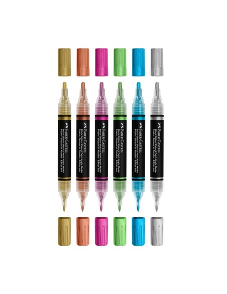 Set 6 markere acrilice shake&paint culori metalizate faber-castell