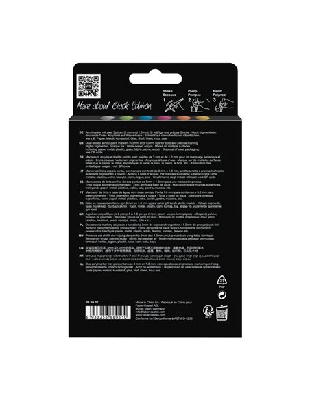 Set 6 markere acrilice shake&paint culori metalizate faber-castell