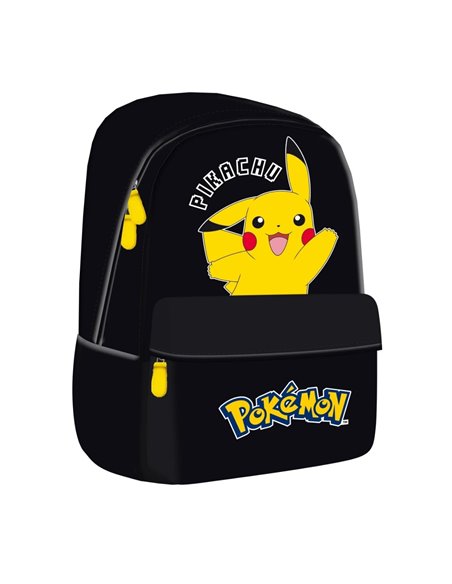 Ghiozdan scoala St.Majewski 723756, 40 x 31 x 17 cm, motiv Pokemon, Negru