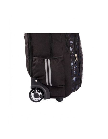 G621,Ghiozdan tip troller St.Majewski St.Right Black Cats TB-01/664557, 44 cm, 4 compartimente, Negru