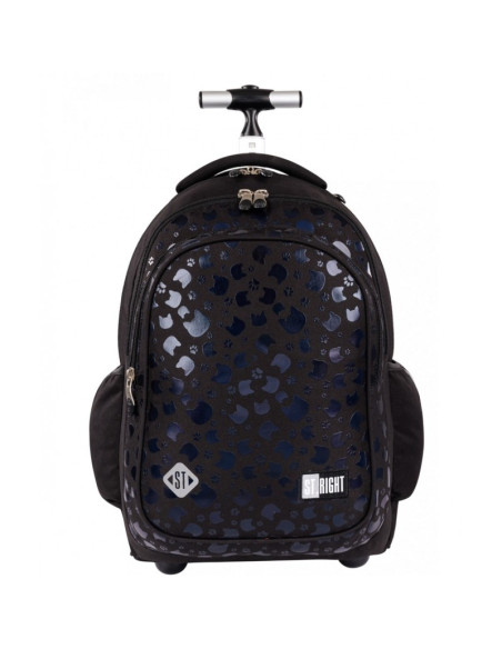 G621,Ghiozdan tip troller St.Majewski St.Right Black Cats TB-01/664557, 44 cm, 4 compartimente, Negru