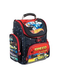 Ghiozdan St.Majewski Hot Wheels 650796, 1 compartiment, 3 buzunare, Negru