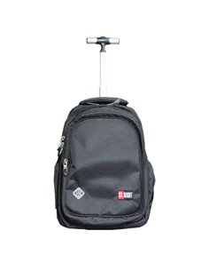 Ghiozdan tip troller St.Majewski St.Right Black TB-01/674587, 44 cm, 4 compartimente, Negru 