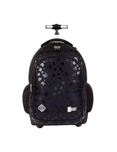 Ghiozdan tip troller St.Majewski St.Right Black Cats TB-01/664557, 44 cm, 4 compartimente, Negru