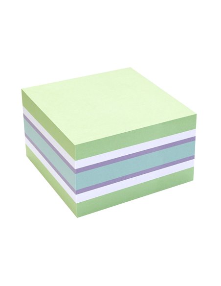 Bloc notite adezive Info Notes, 75 x 75 mm, 450 file, Verde pal-Alb-Violet-Albastru