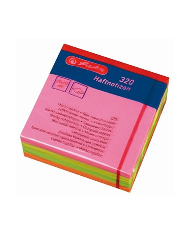 Bloc notite adezive Herlitz, 75 x 75 mm, 80 file x 4 culori, Culori Pale Asortate