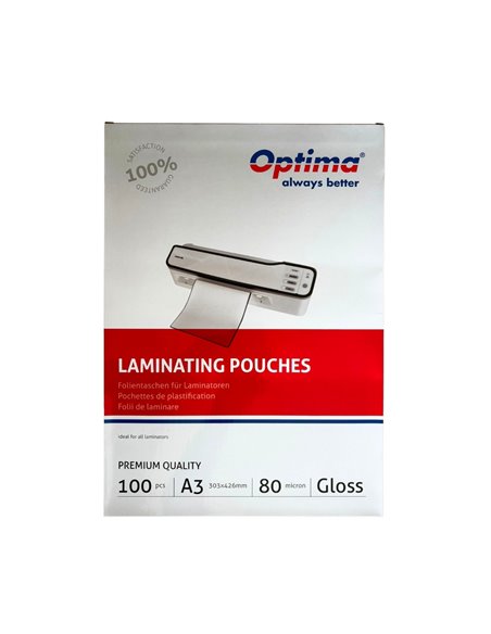 Folie laminare Optima, A3 (303 x 426 mm), 80 microni, 100 folii/top