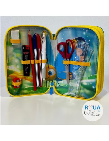 Penar echipat cu 3 fermoare Daco PE3023E, Motiv fluturas