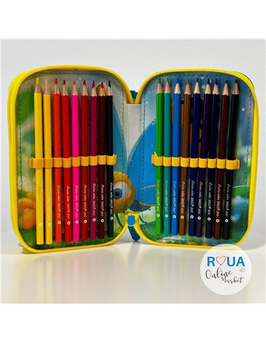 Penar echipat cu 3 fermoare Daco PE3023E, Motiv fluturas