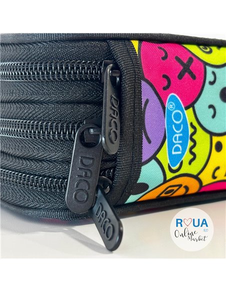 Penar echipat cu 3 fermoare Daco PE3032E, Motiv emoticons