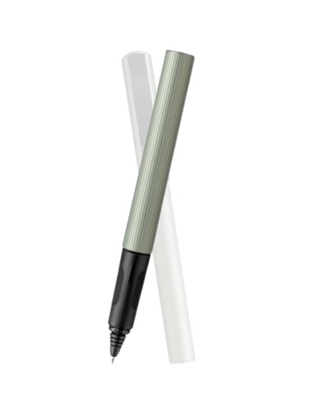 Roller Pina Colada Edition 0.7 mm, corp striat, ambidextru, 1 rezerva albastra inclusa, Olive metalizat