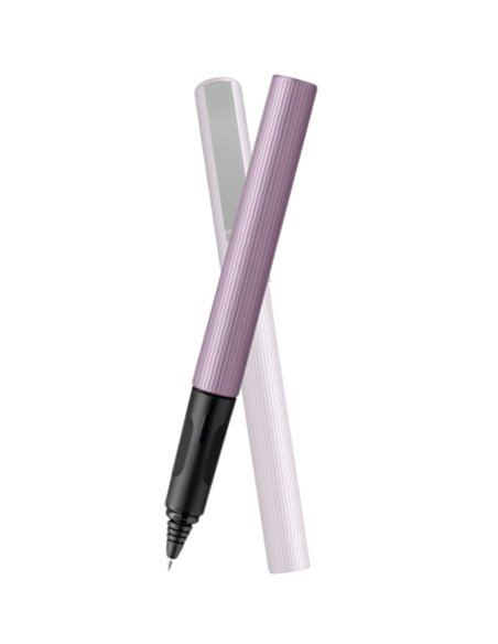 Roller pina colada edition 0.7 mm, corp striat, ambidextru, 1 rezerva albastra inclusa, mov metalizat, cutie carton