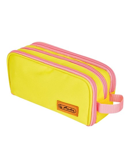 Penar tip etui Herlitz, neon, 3 compartimente, galben/roz Penar tip etui Herlitz, neon, 3 compartimente, galben/roz