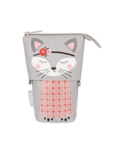Penar tip etui + suport instrumente de scris Herlitz, 2 in 1, Motiv kitty