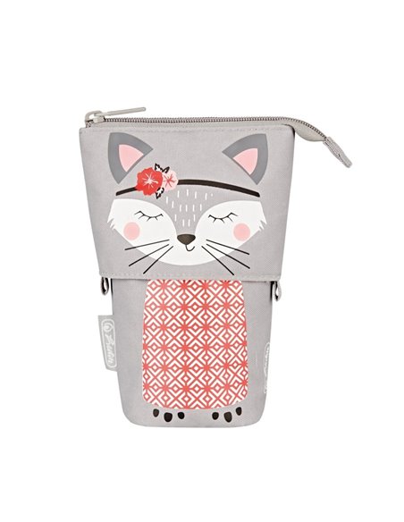 Penar tip etui + suport instrumente de scris Herlitz, 2 in 1, Motiv kitty