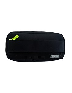Penar etui tip borseta Ecada 786621, 2 fermoare, Negru cu fermoare verzi