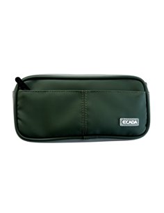 Penar etui tip borseta Ecada 786035V, 2 fermoare, Verde inchis