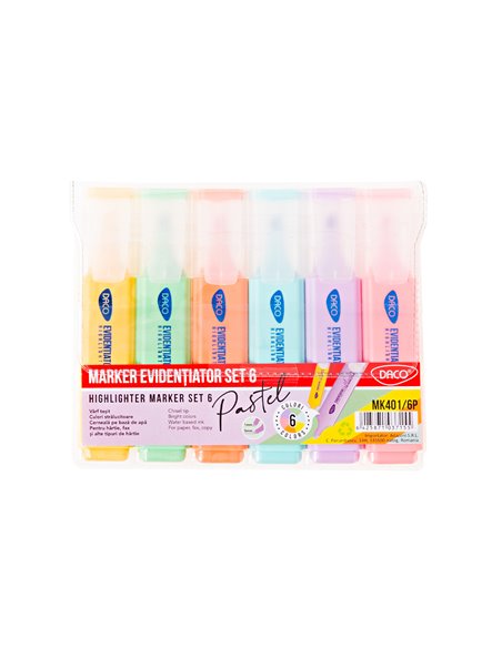 Marker evidentiator pastel Daco MK401/6P, 6 culori