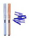 Set 2 stilouri cu cerneala termosensibila + Rezerve, Pastel, Mov/Roz
