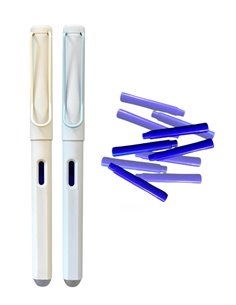 Set 2 stilouri cu cerneala termosensibila + Rezerve, Pastel, Bej/Bleu