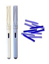 Set 2 stilouri cu cerneala termosensibila + Rezerve, Pastel, Bej/Mov