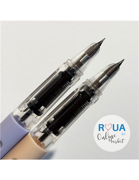 Set 2 stilouri cu cerneala termosensibila + Rezerve, Pastel, Bej/Mov