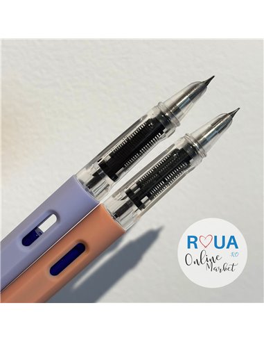 Set 2 stilouri cu cerneala termosensibila + Rezerve, Pastel, Mov/Roz