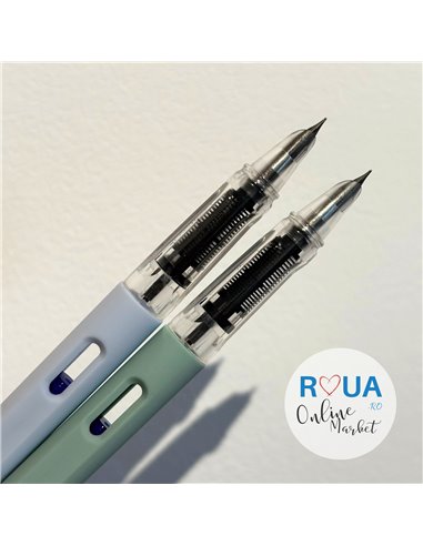 Set 2 stilouri cu cerneala termosensibila + Rezerve, Pastel, Verde/Albastru