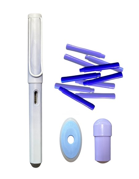 Stilou cu cerneala termosensibila si penita ascunsa + Rezerve, Pastel, Albastru