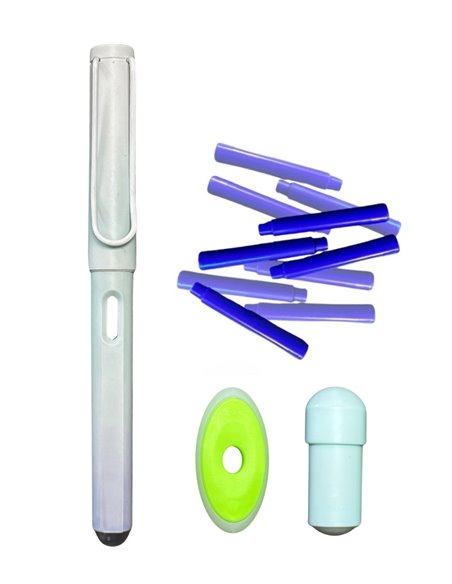 Stilou cu cerneala termosensibila si penita ascunsa + Rezerve, Pastel, Verde