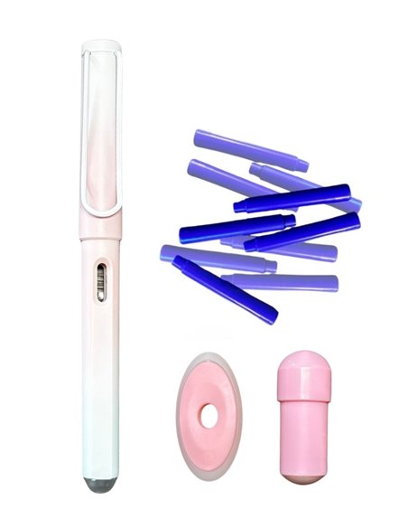 Stilou cu cerneala termosensibila si penita ascunsa + Rezerve, Pastel, Roz