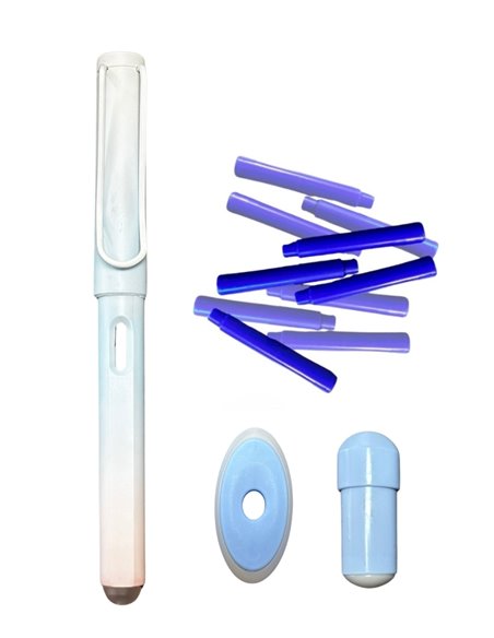 Stilou cu cerneala termosensibila si penita ascunsa + Rezerve, Pastel, Bleu
