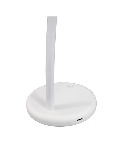 400188805,Lampa unilux led lou portabila pentru birou, design compact cu brat flexibil, comutator tactil, Alba