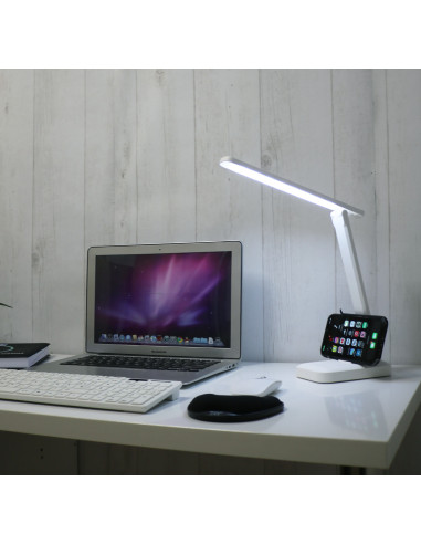 400188497,Lampa unilux led kapa portabila pentru birou, design modern si practic, baterie incorporata, cablu usb inclus, Alba