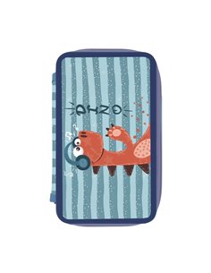 Penar neechipat,2 fermoare, fermoar mare, interior textil, dimensiune 20 x 13 x 4.5 cm, motiv dino fun