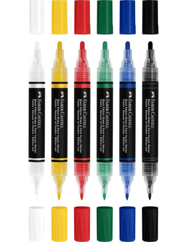FC285507,Set 6 markere acrilice FABER-CASTELL shake&paint, culori clasice