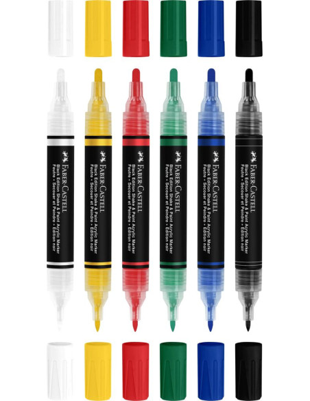 FC285507,Set 6 markere acrilice FABER-CASTELL shake&paint, culori clasice