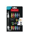 Set 6 markere acrilice FABER-CASTELL shake&paint, culori clasice 