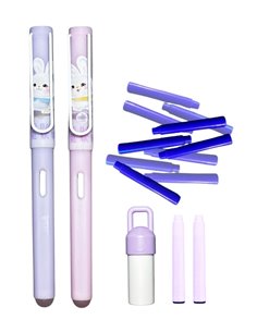 Set 2 stilouri cu cerneala termosensibila + Rezerve, Bunny blueberry