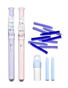 Set 2 stilouri cu cerneala termosensibila + Rezerve, Bunny orange
