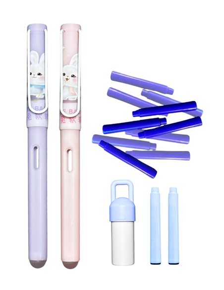 Set 2 stilouri cu cerneala termosensibila + Rezerve, Bunny orange