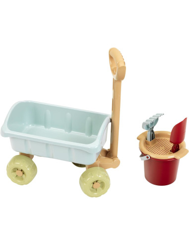 Jucarie pentru nisip si apa, Carucior cu maner si set galetica din plastic reciclat