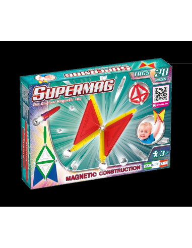 Set de constructie magnetic de baza Supermag Tags, 28 piese