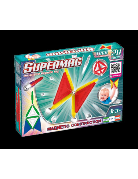 Set de constructie magnetic de baza Supermag Tags, 28 piese