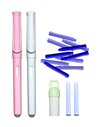 Set 2 stilouri cu cerneala termosensibila + Rezerve, Roz/Gri