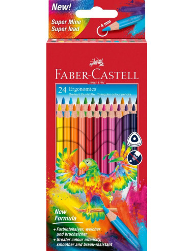 FC116544,Creioane colorate triunghiulare ergonomics Faber-Castell FC116544, 24 culori