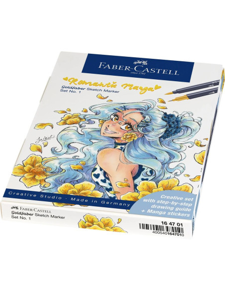 FC164701,Set romantic Manga No.1 Faber-Castell FC164701, 8 bucati sketch markere goldfaber + 2 pitt artist pen + creion grafit